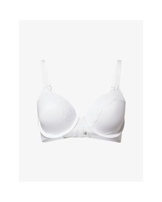 Calvin Klein White Perfectly Fit Lace Lightly-Lined Full-Coverage Bra