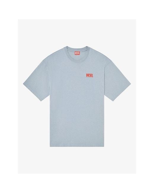 DIESEL Blue Graphic-Logo Print Cotton T-Shirt for men