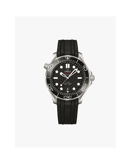 Omega Black 210.32.42.20.01.001 Seamaster Diver Teel And Rubber Automatic Watch for men