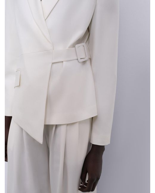 Sélone White Nore Asymmetric Wrap Blazer