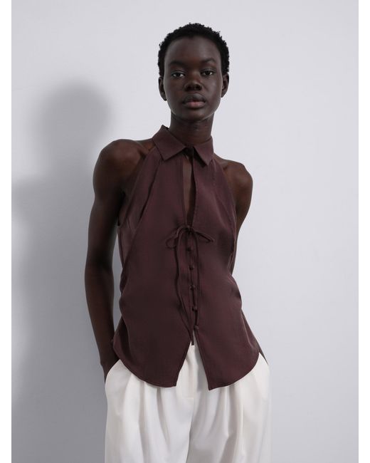 Sélone Brown Nelia Halter Shirt