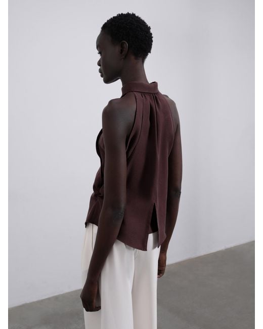 Sélone Brown Nelia Halter Shirt