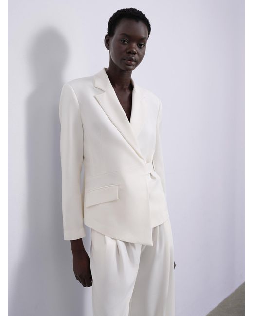 Sélone White Nore Asymmetric Wrap Blazer