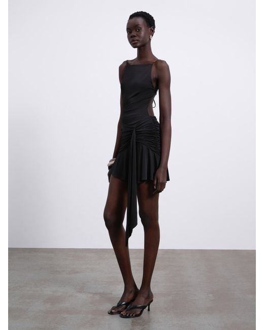 Sélone Black Aris Draped Open-Back Dress