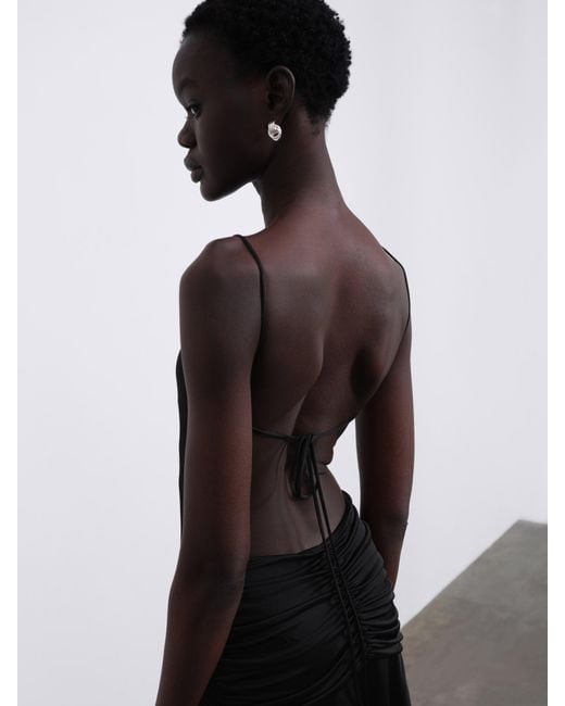 Sélone Black Aris Draped Open-Back Dress