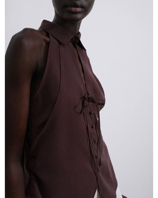 Sélone Brown Nelia Halter Shirt