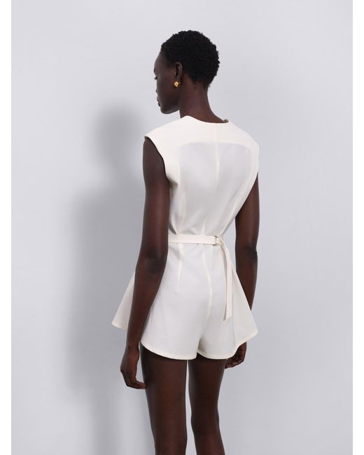 Sélone White Elara V-Neck Mini Jumpsuit