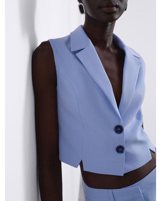 Sélone Blue Aura Slit Tailored Vest