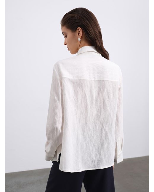 Sélone White Lorin Asymmetric Stripe Shirt