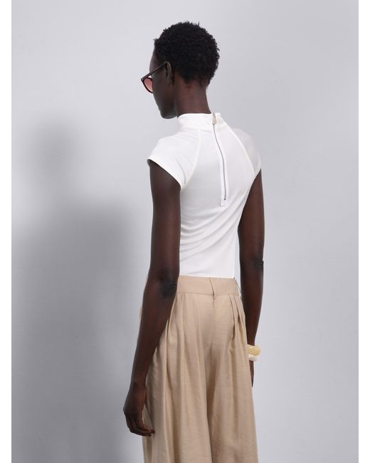Sélone White Arin High-Neck Bodysuit