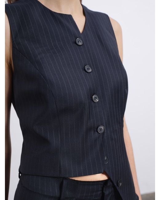 Sélone Blue Noira Asymmetric Tie Vest