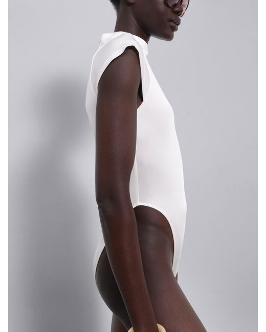 Sélone White Arin High-Neck Bodysuit
