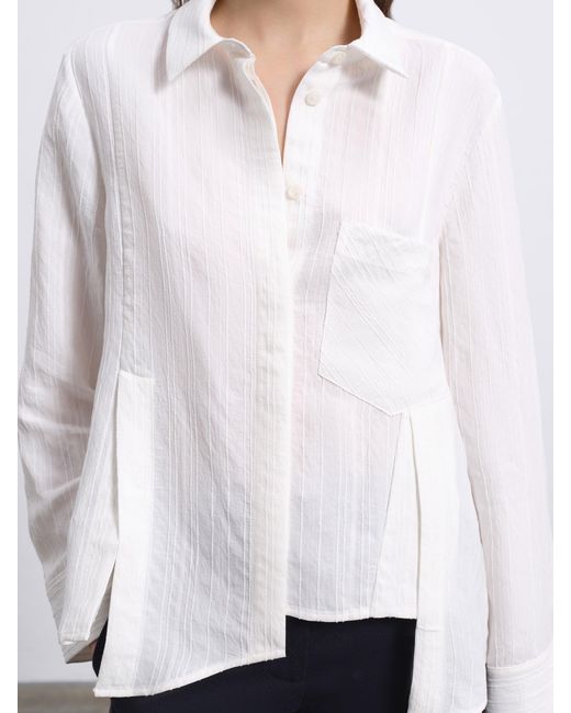 Sélone White Lorin Asymmetric Stripe Shirt