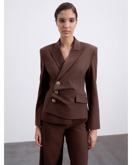 Sélone Brown Oris Asymmetric Tailored Blazer