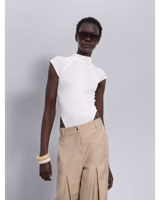 Sélone White Arin High-Neck Bodysuit