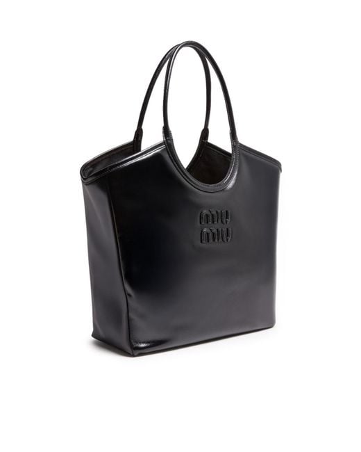 Miu Miu Black Large Ivy Soft Leather Bag
