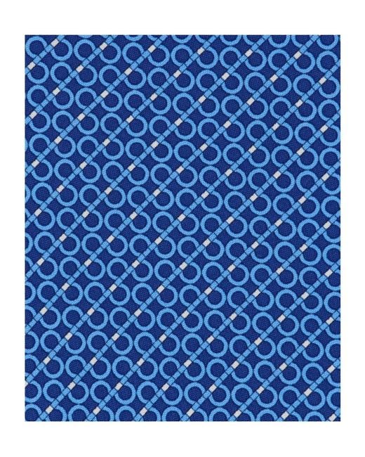 Ferragamo Blue Gancini Striped Print Tie for men
