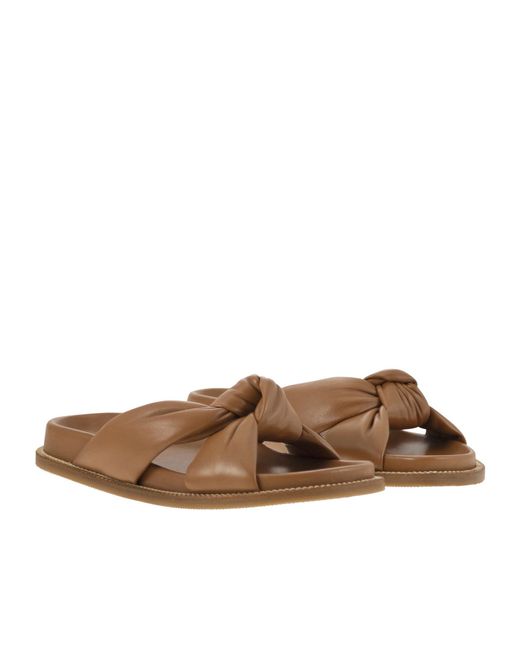 Fabiana Filippi Brown Knotted Slip-On Slippers