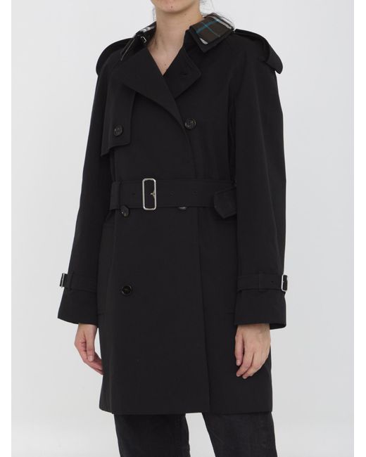 Burberry Black Double Breasted Belted Waist Coat