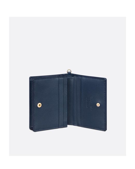 Dior Blue Mini Lady Gardenia Wallet