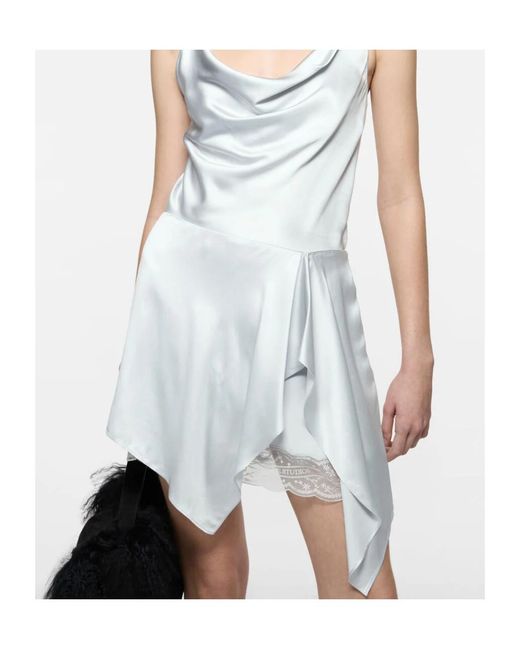 Acne White Ruffled Satin Skirt
