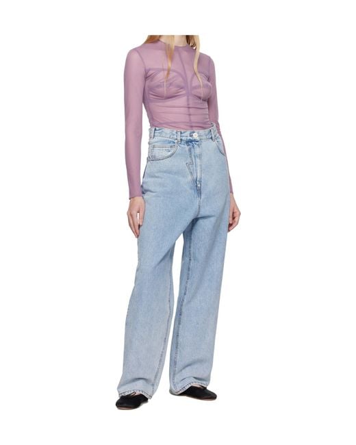 Pushbutton Blue Cutout Jeans