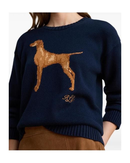 Polo Ralph Lauren Blue Intarsia-Knit Long-Sleeve Sweater
