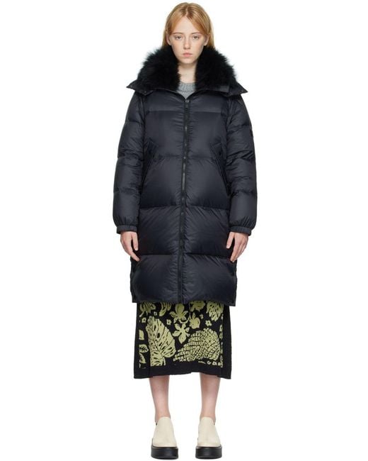 Yves Salomon Black Logo Quilted Down Jacket