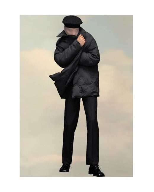 Maison Margiela Black Four-Stitch Detailed Padded Coat for men