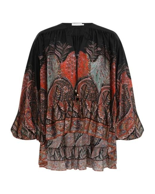 Zimmermann Multicolor Rhiannon Ruffle Billow Blouse