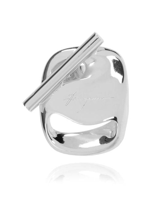 Ferragamo White Ferragamo Logo Engraved Earrings