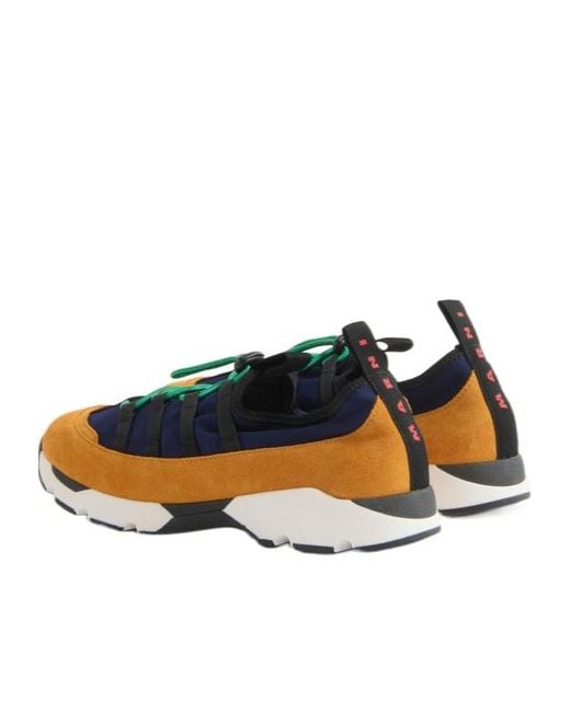 Marni Blue Logo Printed Lace-Up Sports Shoes for men