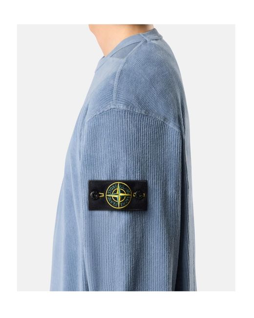 Stone Island Blue Logo-Patch Sweater for men
