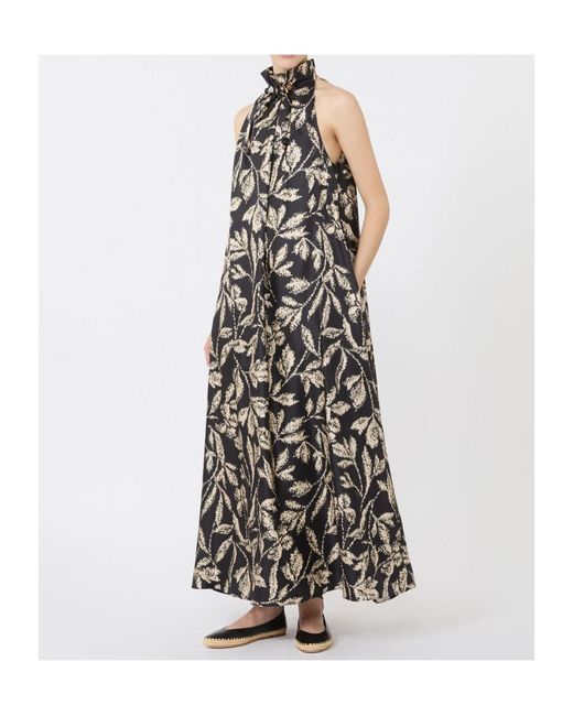 Max Mara White Silk Twill Printed Maxi Dress