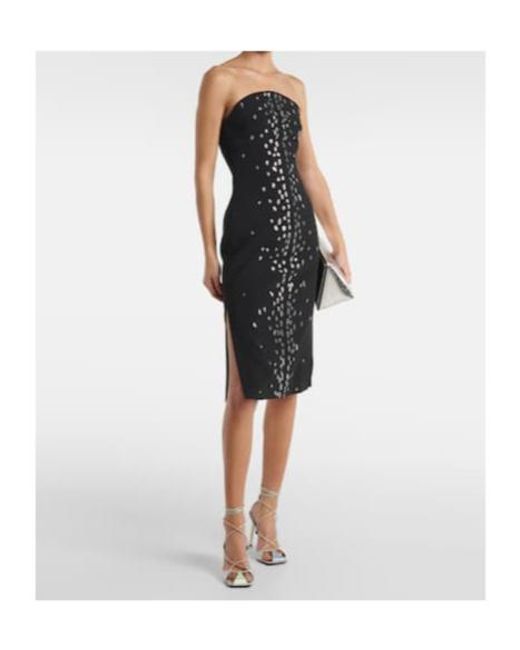 David Koma Black Rhinestone-Embellished Midi Dress