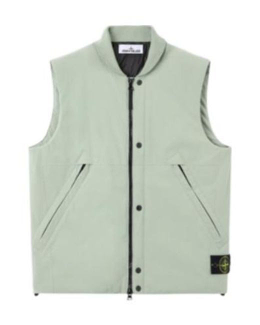 Stone Island Green Logo Patch Zipped Vest for men