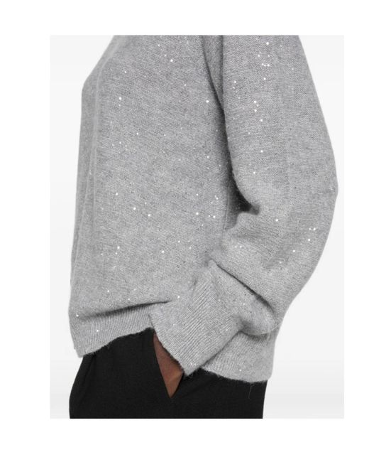 Fabiana Filippi Gray Sequin-Embellished Sweater