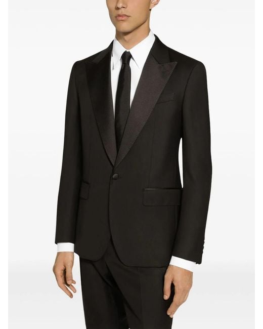 Dolce & Gabbana Black Single-Breasted Pleated Tailored Suit