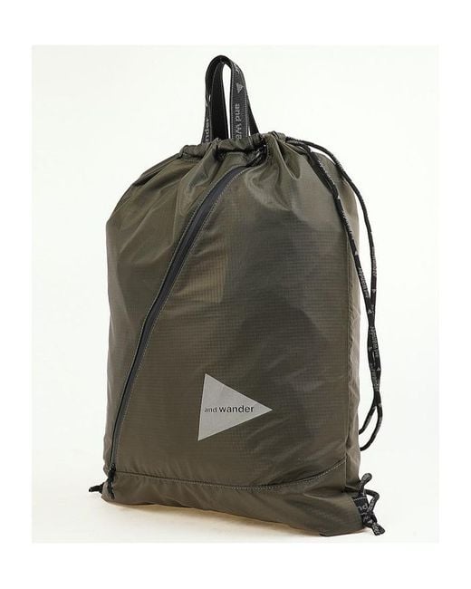 And Wander Green Drawstring Tote Bag for men