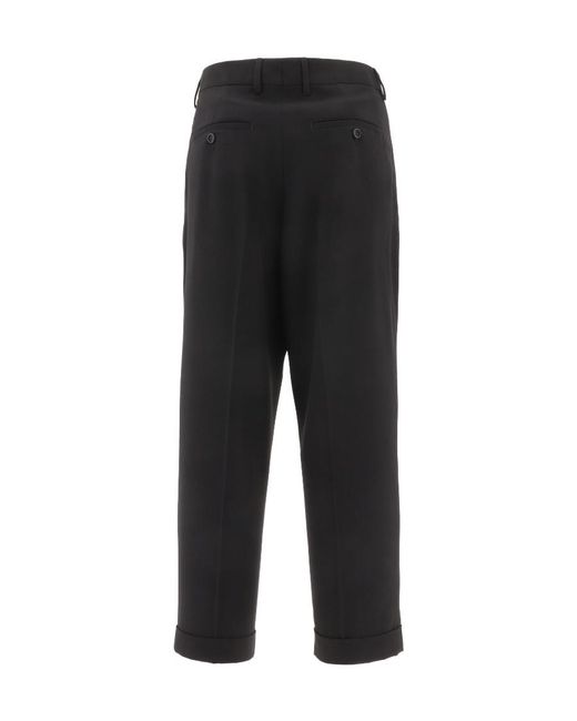 AMI Black Tapered Turn-Up Trousers for men
