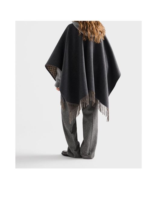 Prada Multicolor Reversible Wool And Cashmere Poncho