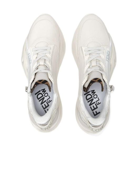 Fendi White Flow Low-Top Sneakers for men