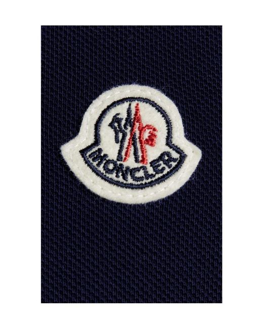 Moncler Blue Logo Patch Short-Sleeved Polo Shirt for men