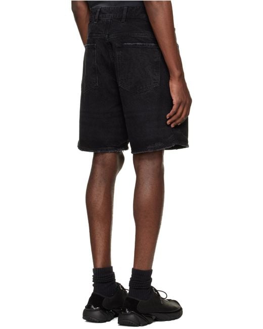 Represent Black Distressed Denim Shorts for men