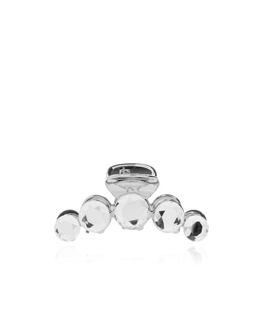 Jimmy Choo White Logo Debossed Embellished Hair Clip