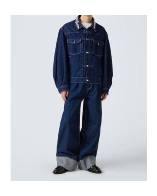 Simone Rocha Blue Embellished Wide-Leg Jeans for men