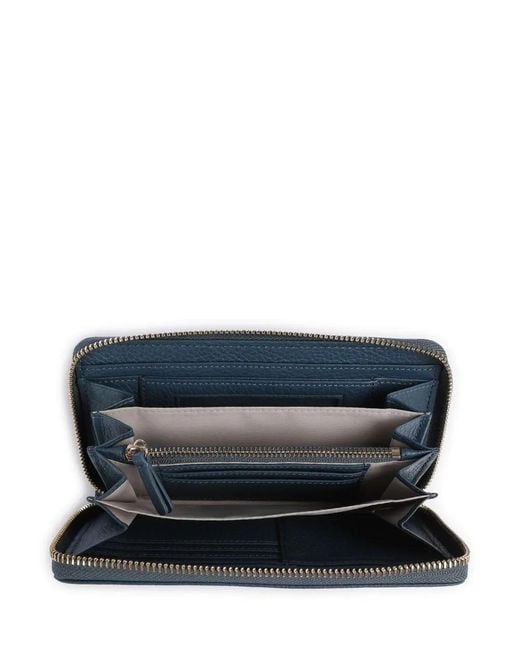 Coccinelle Blue Logo Lettering Zipped Wallet