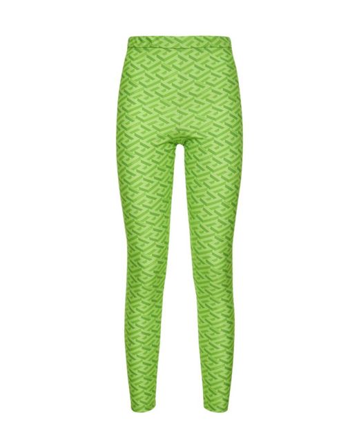 Versace Green Logo Leggings