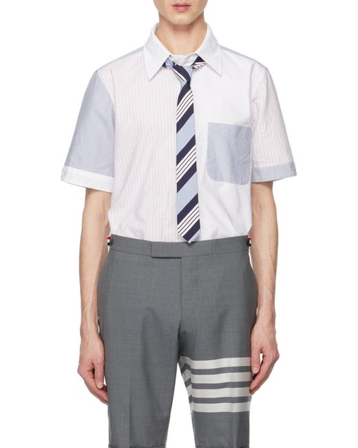 Thom Browne White Panelled Short-Sleeve Shirt for men