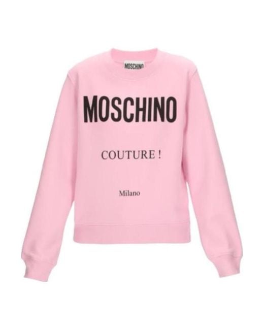 Moschino Pink Logo-Print Long-Sleeve Sweatshirt